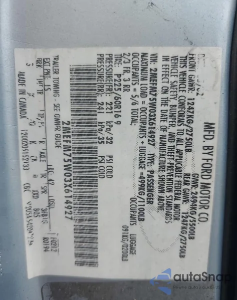 2003 Mercury Grand Marquis Ls из США, поврежденный, VIN 2MEFM75W03X614927